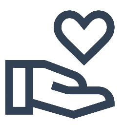 ハートと人の手のアイコン